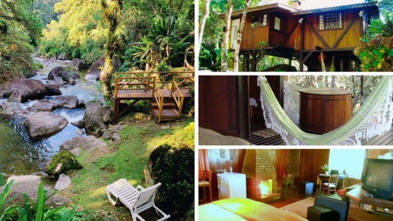 Cabana em madeira com lareira em Visconde de Maua