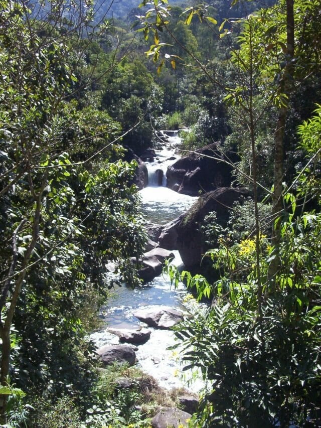 Cachoeira em meio a mata ciliar em Maromba