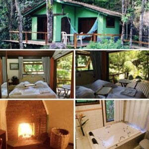 Chale com lareira e banheira