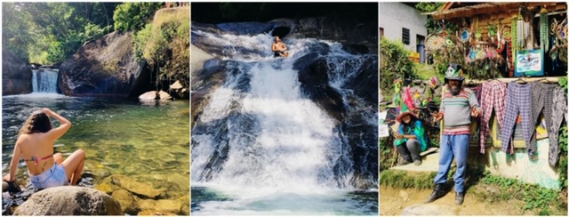 Turistas curtindo o visual da cachoeira em Visconde de Mauaras na Cachoeira em Visconde de MauáMauá