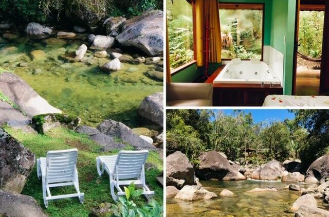Cadeiras ao lado do rio em Visconde de Mauá