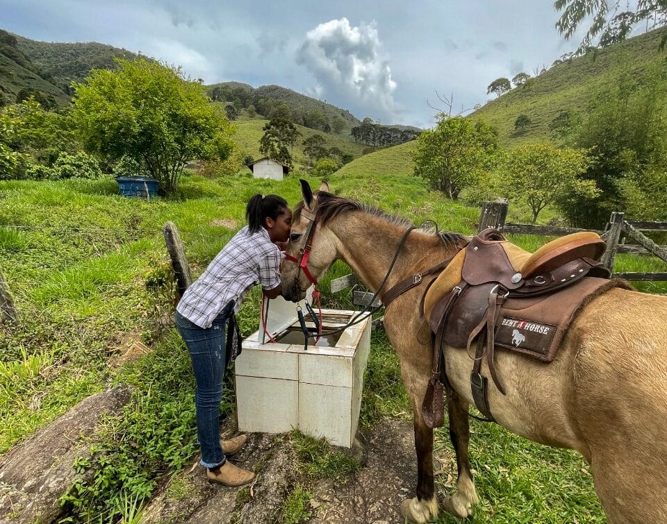 Cavalos bebendo água em Visconde de Mauá.